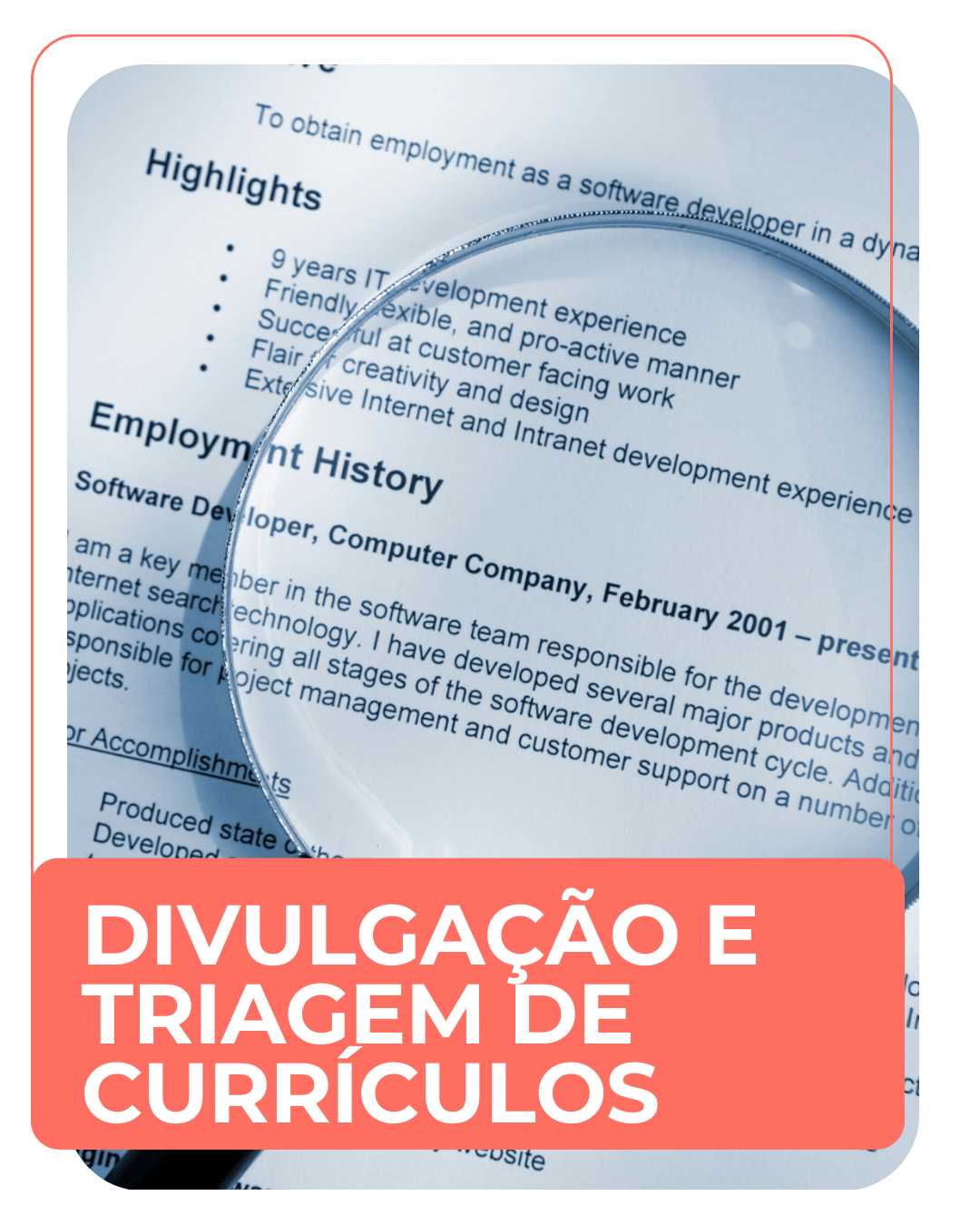 Divulgação e triagem de currículos